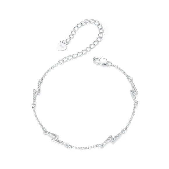 925 Sterling Silver Pave Setting CZ Bracelet with White Gold Plating