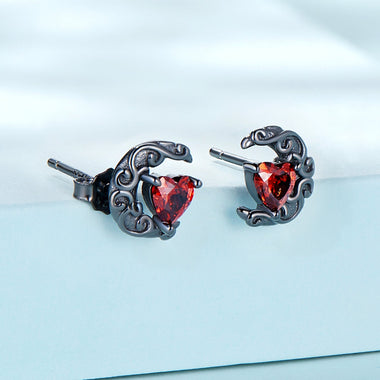 925 Sterling Silver Earrings with Pavé Setting CZ in Black Gold Plating - 0