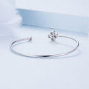 925 Sterling Silver Bracelet with Pavé Setting CZ, Inner Diameter 550mm, 2.0mm Wide, Unisex-5