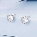 925 Sterling Silver Earrings with Pavé Setting CZ, 7mm, Plated Platinum for Women-3