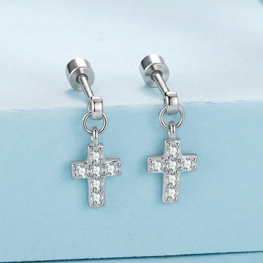 925 Sterling Silver White Gold Plated Pavé Setting CZ Earrings for Women - 0