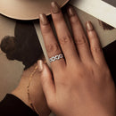925 Sterling Silver White Gold Plated 0.6cm Ring Size 6 for Women-6