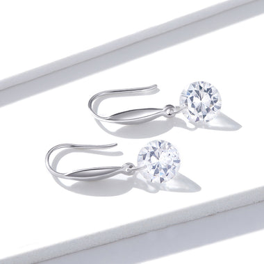 S925 Sterling Silver Earrings 2.6x0.8cm Plated Platinum with Pavé Setting CZ for Women - 0