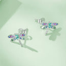 925 Sterling Silver Earrings with Pavé CZ and Transparent Glass-5