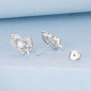 925 Sterling Silver Earrings with Pavé Setting CZ in White Gold-2