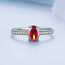 925 Sterling Silver Pavé Setting CZ Synthetic Garnet Ring for Women-5