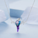 925 Sterling Silver Plated Platinum Pendant Necklace with Enamel and CZ for Women-4