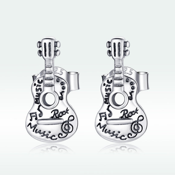 925 Sterling Silver & Oxidized Silver Earrings for Women - 1.3*0.6cm