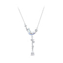 925 Sterling Silver Pendant Necklace with CZ and Transparent Glass for Women-1
