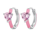 S925 Sterling Silver Enamel Platinum Plated Earrings with 6mm CZ for Women-1