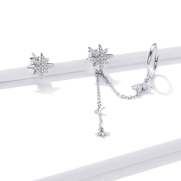 S925 Sterling Silver Earrings with CZ in Pavé Setting, 5.9cm Length, 1cm Size for Women