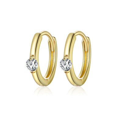 925 Sterling Silver Pavé Setting CZ Gold Plated Earrings for Women - 0