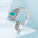 925 Sterling Silver Ring with Synthetic Turquoise in Oxidized Finish for Women-3