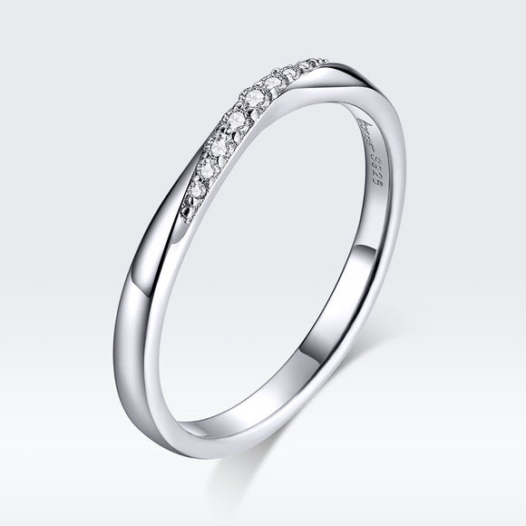925 Sterling Silver Pavé Set CZ Platinum Plated Ring Size 6 for Women