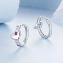 925 Sterling Silver Earrings with Pavé Setting CZ in White Gold, 1.2*0.6cm for Women-4
