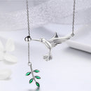 925 Sterling Silver Necklace with Bird and Leaves Design for Women-4