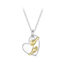 925 Sterling Silver + Plated White Gold + Plated Gold 1.8*1.2cm Necklace for Women-2