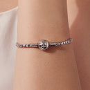 925 Sterling Silver White Gold Plated Bracelet with CZ Pendant for Women-5