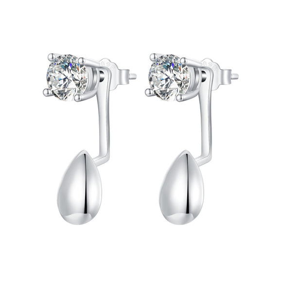 925 Sterling Silver Plated White Gold Earrings with Pavé Setting CZ