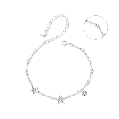 925 Sterling Silver White Gold Plated CZ Bracelet for Women