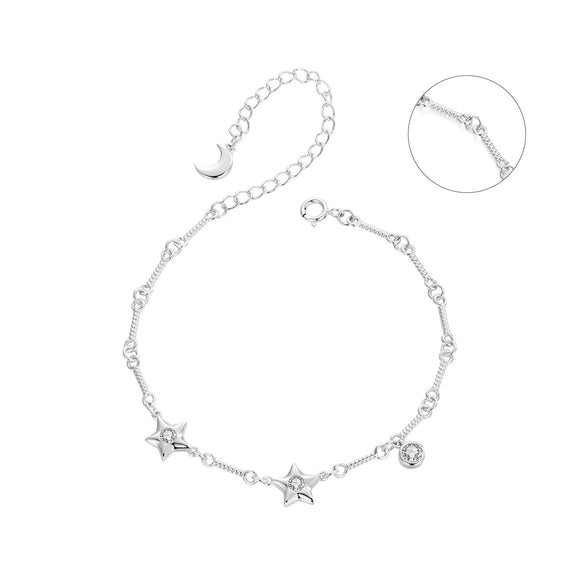 925 Sterling Silver White Gold Plated CZ Bracelet for Women
