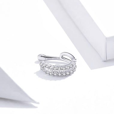 925 Sterling Silver Plated Platinum CZ Earrings - 0