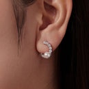 925 Sterling Silver White Gold Plated 1.6cm Hoop Earrings with Synthetic Pearl for Women-5