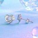 925 Sterling Silver Earrings with Pave Setting CZ and White Gold Plating-4