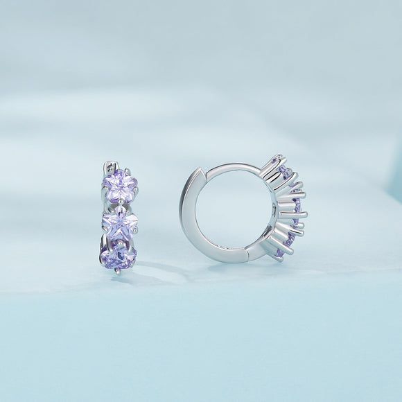 925 Sterling Silver Earrings with Pavé Setting CZ, 1.2x0.45cm, for Women
