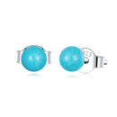 925 Sterling Silver Turquoise Earrings 0.4cm for Women-1