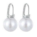 925 Sterling Silver Earrings with Quality Shell Pearl and CZ, 21*11mm, for Women-1