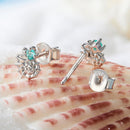 925 Sterling Silver Earrings with Transparent Glass and White Gold Plating for Women-2