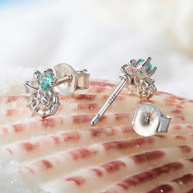 925 Sterling Silver Earrings with Transparent Glass and White Gold Plating for Women - 0