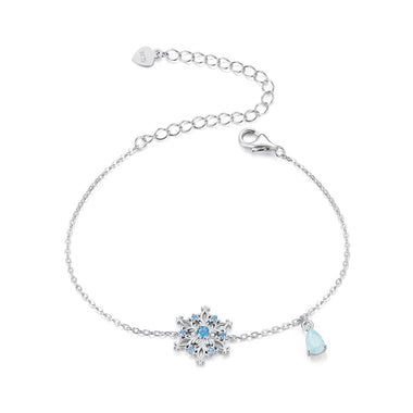 925 Sterling Silver Plated Platinum Bracelets with Ice Flower Zirconia for Women - 0