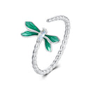 925 Sterling Silver White Gold Plated Opal Enamel Ring-2