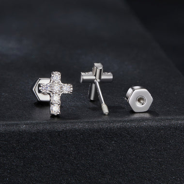 925 Sterling Silver Moissanite Earring 0.7x0.6cm for Women - 0