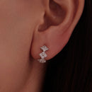 925 Sterling Silver Earrings with Pavé Setting CZ - 1.2*0.65cm, White Gold Plated for Women-5