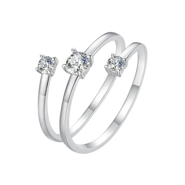 925 Sterling Silver 3mm Moissanite Ring for Women - 0