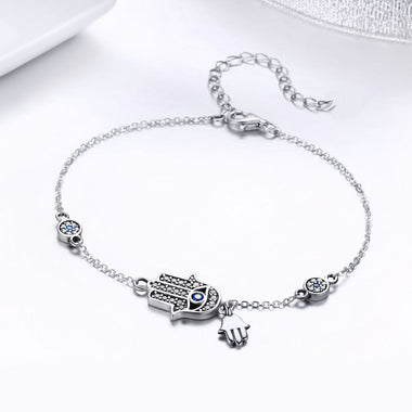 925 Sterling Silver Bracelet 21cm Long with 1.0*1.7cm Charms for Women - 0