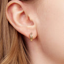 925 Sterling Silver Earrings for Women - 1.4x0.4cm - White Gold and Gold Plated-3