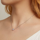 925 Sterling Silver and Platinum Plated Translucent Opal Necklace, 43.5cm Adjustable Chain, for Women-7
