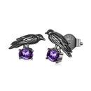 925 Sterling Silver Earrings with Pavé Setting CZ in Black Gold - Size 0.8*1.1cm for Women-1