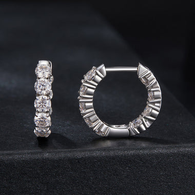 925 Sterling Silver Moissanite Earrings 0.1 Carat White Gold Plated 1.5x0.3cm Women - 0