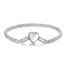 925 Sterling Silver Bracelet 17cm Heart-shaped 1.0cm for Women-2