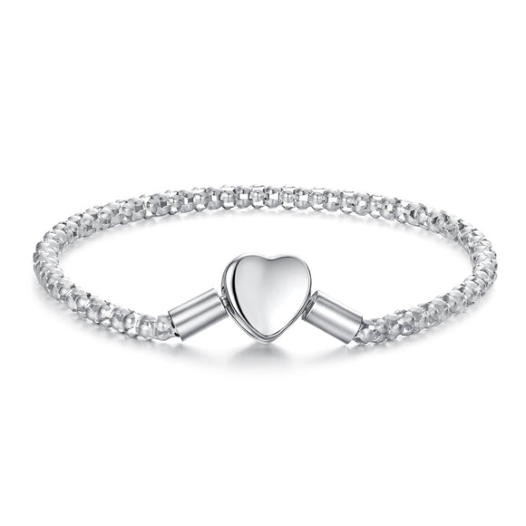 925 Sterling Silver Bracelet 17cm Heart-shaped 1.0cm for Women