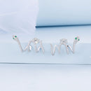 925 Sterling Silver Earrings with Plated Platinum and Pavé Setting CZ, 1.5x2.2cm for Women-2