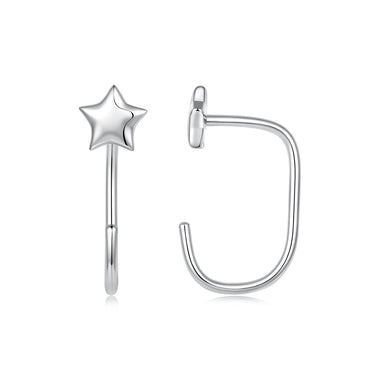 925 Sterling Silver Brass Earrings with White Gold Plating 1.4cm for Women