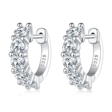 S925 Sterling Silver Moissanite Earrings, 1.3cm, Platinum Plated, for Women