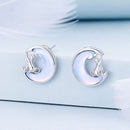 925 Sterling Silver Earrings with Transparent Glass, 13mm x 12mm for Women-5
