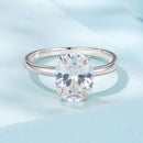925 Sterling Silver 3.5 Carat Oval Zircon Ring with White Gold Plating for Women-4